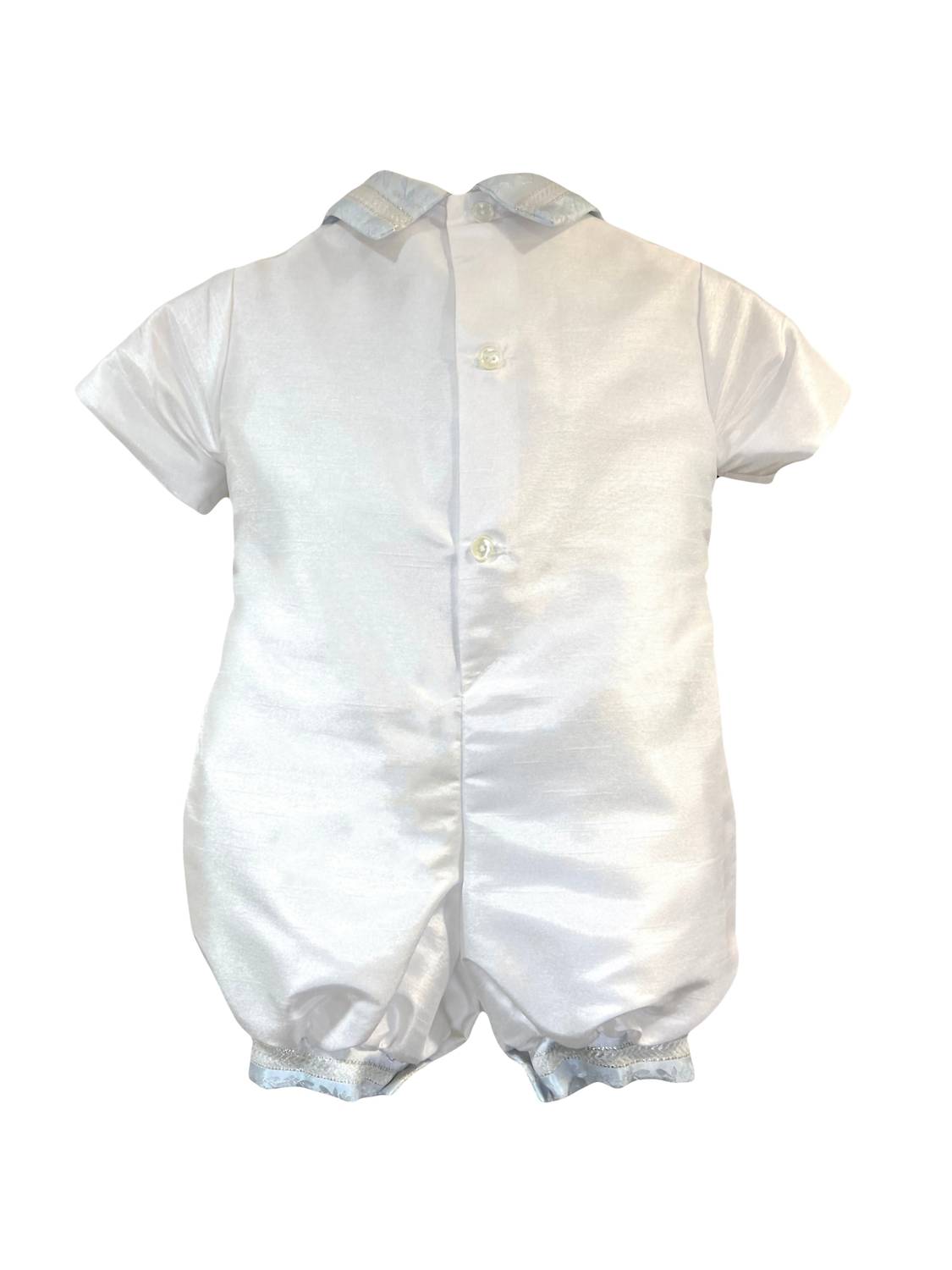 L'Pety Canar - Boy's 2pc Shantung Knickers Short Sleeve With Blue Detail With Barret