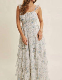 In February - Garden Tiered Ruffle Maxi Dress With Smocked Back