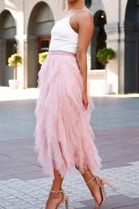 Elings - A-line Long Tulle Midi Skirts