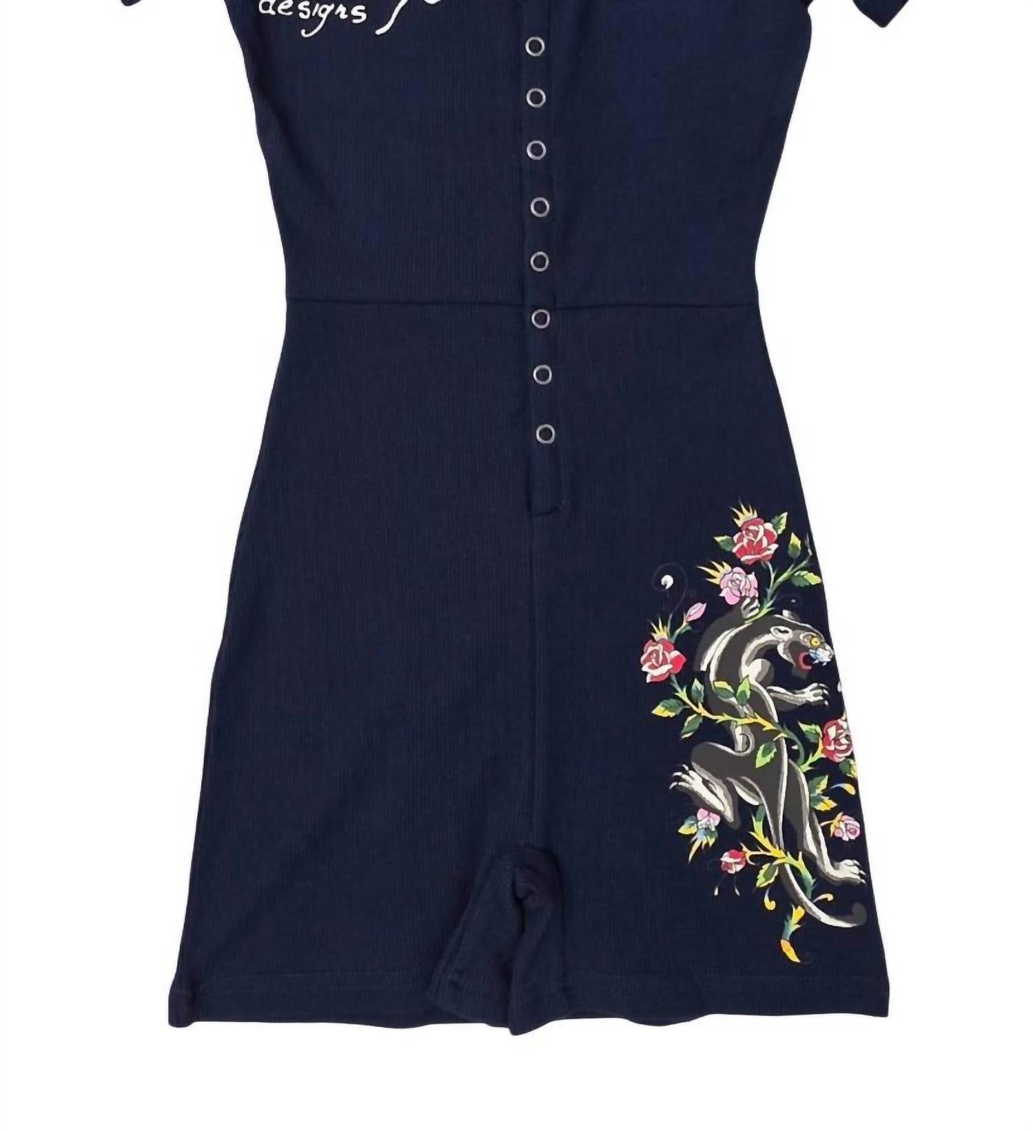 Ed Hardy Women's Panther Rose Short Sleeve Pajama in navy - women's pants