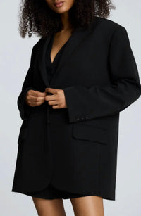 KENNETH COLE Oversize Luxe Twill Jacket in black - women's jacket - detail view
