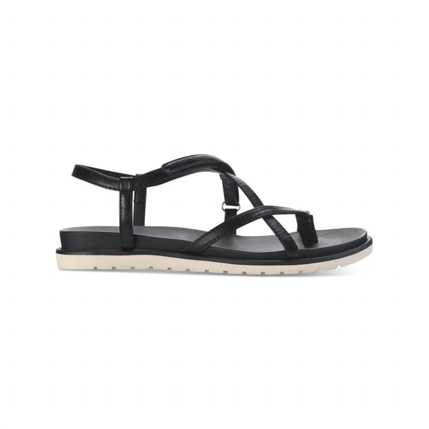 Sun + Stone Women's Islla Crisscross Slide Wedge Sandals in black - women's sandal - detail view