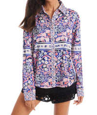 ALLISON NEW YORK Mia Button Down Shirt in floral scarf - women's blouse