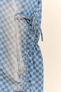 Davi & Dani - Women's Checkerboard Ribbon-ruched Parachute Pants