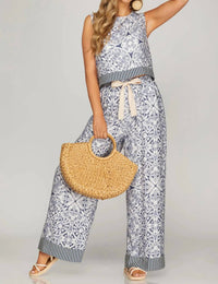 She + Sky - Woven Print Two-piece Set