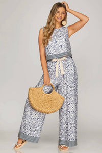 She + Sky - Woven Print Two-piece Set