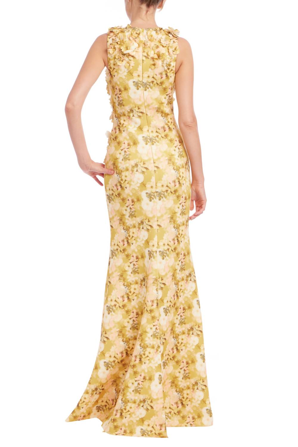 Badgley Mischka - Floral Appliques Mermaid Skirt Silhouette Trumpet Gown Dress