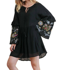 Umgee - Ruffled Embroidered Keyhole Dress