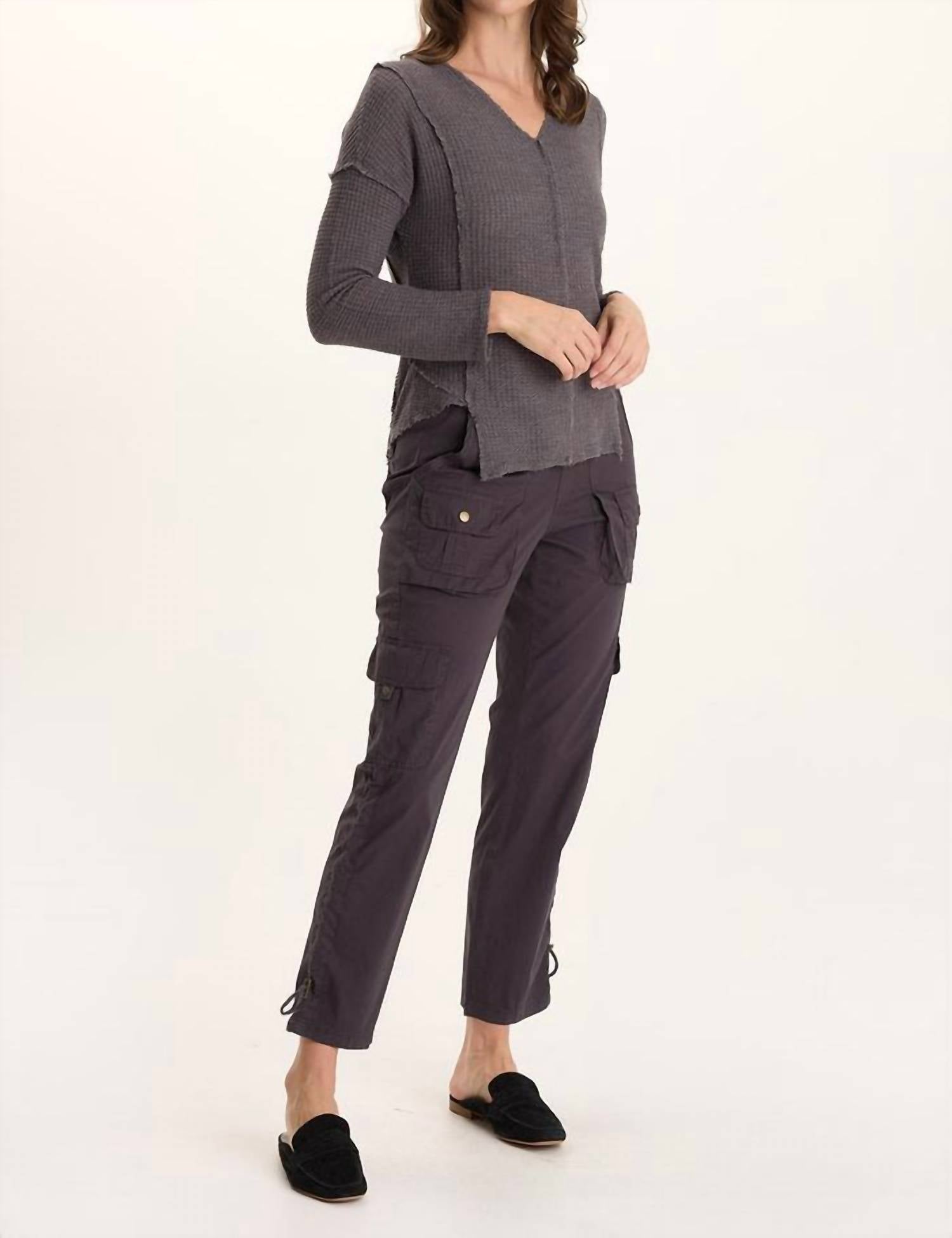 Xcvi - Arnie Thermal Asymmetrical Hem V-neck Top