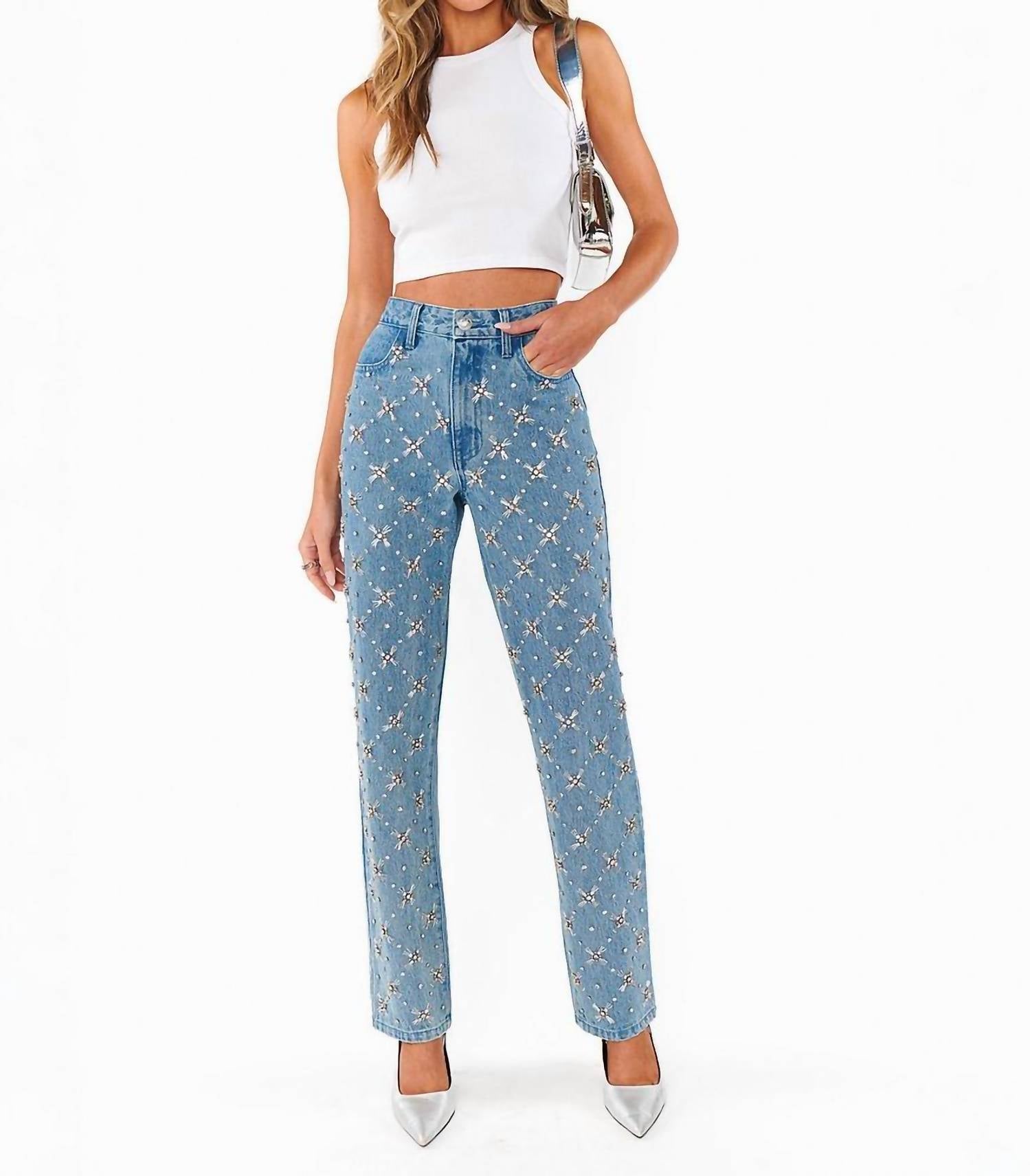 Show Me Your Mumu Icon Jeans in jeweled indigo - women's jeans