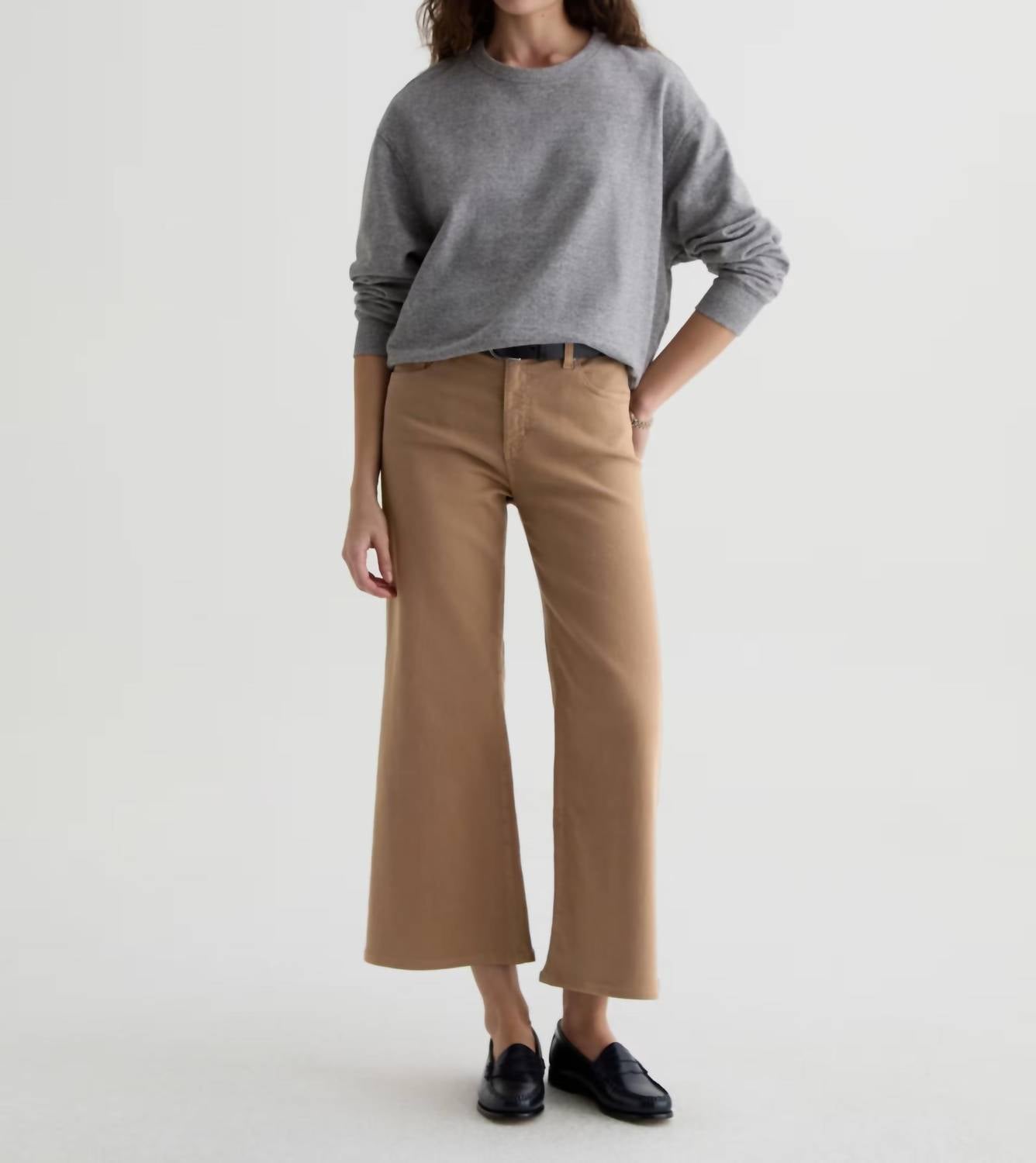 AGOLDE Saige Wide Leg Crop Jeans in melange stone - women's pants - view 5