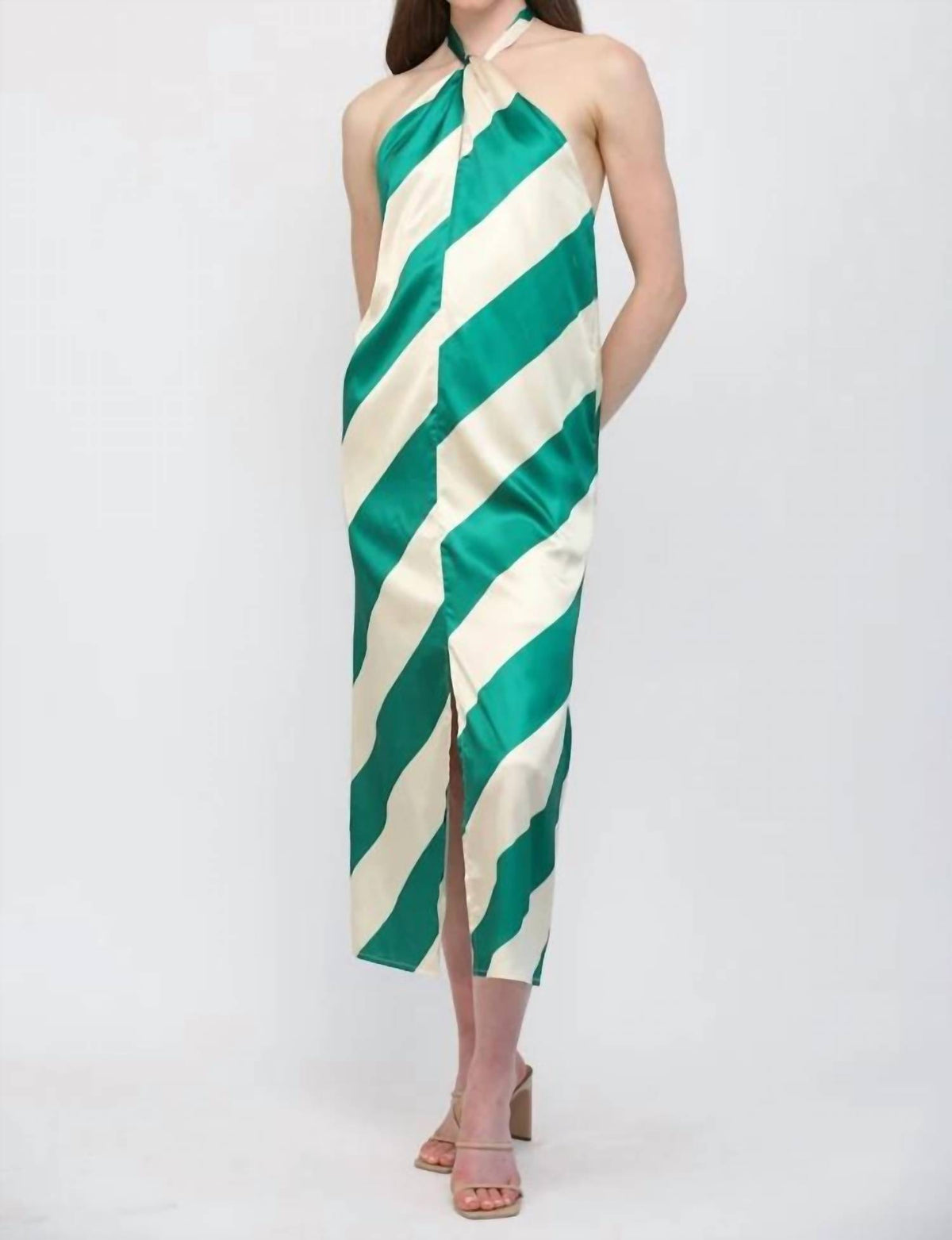 Fate - Diagonal Stripes Halter Dress
