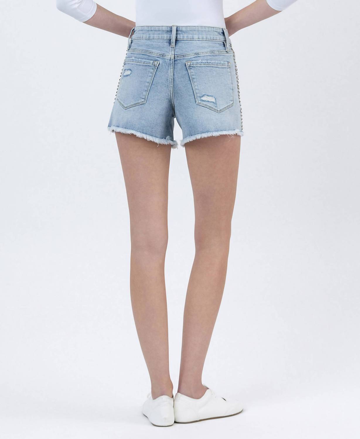 Vervet By Flying Monkey - High Rise Distressed Studded Shorts