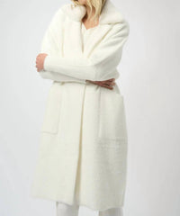 Joseph Ribkoff - Notched Collar Long Sleeves Faux Fur Coat