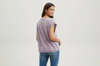 mododoc Dolman Lace Trim Tee in lilac - women's t-shirt - alternate view