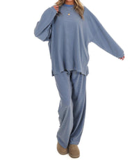 Things Between Homebody Stripe Fleece Top in blue - women's sweater - view 4