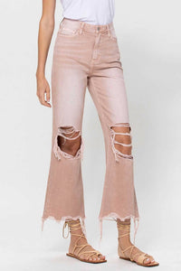 Vervet By Flying Monkey - 90's Vintage Super High Rise Crop Deconstructed Flare Jeans