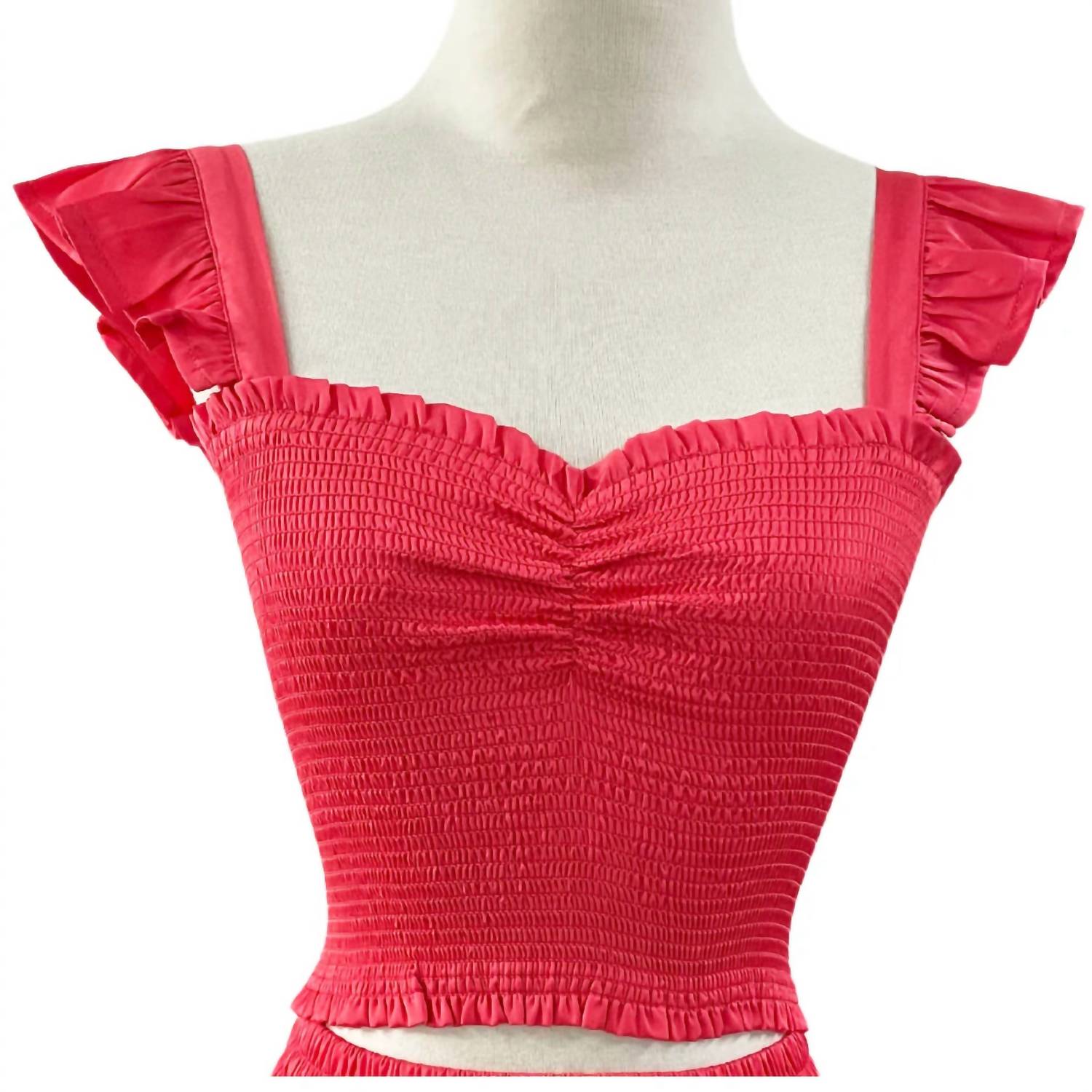 RESET by Jane Women's Liana Ruffle Top in fiery rose - women's shirt
