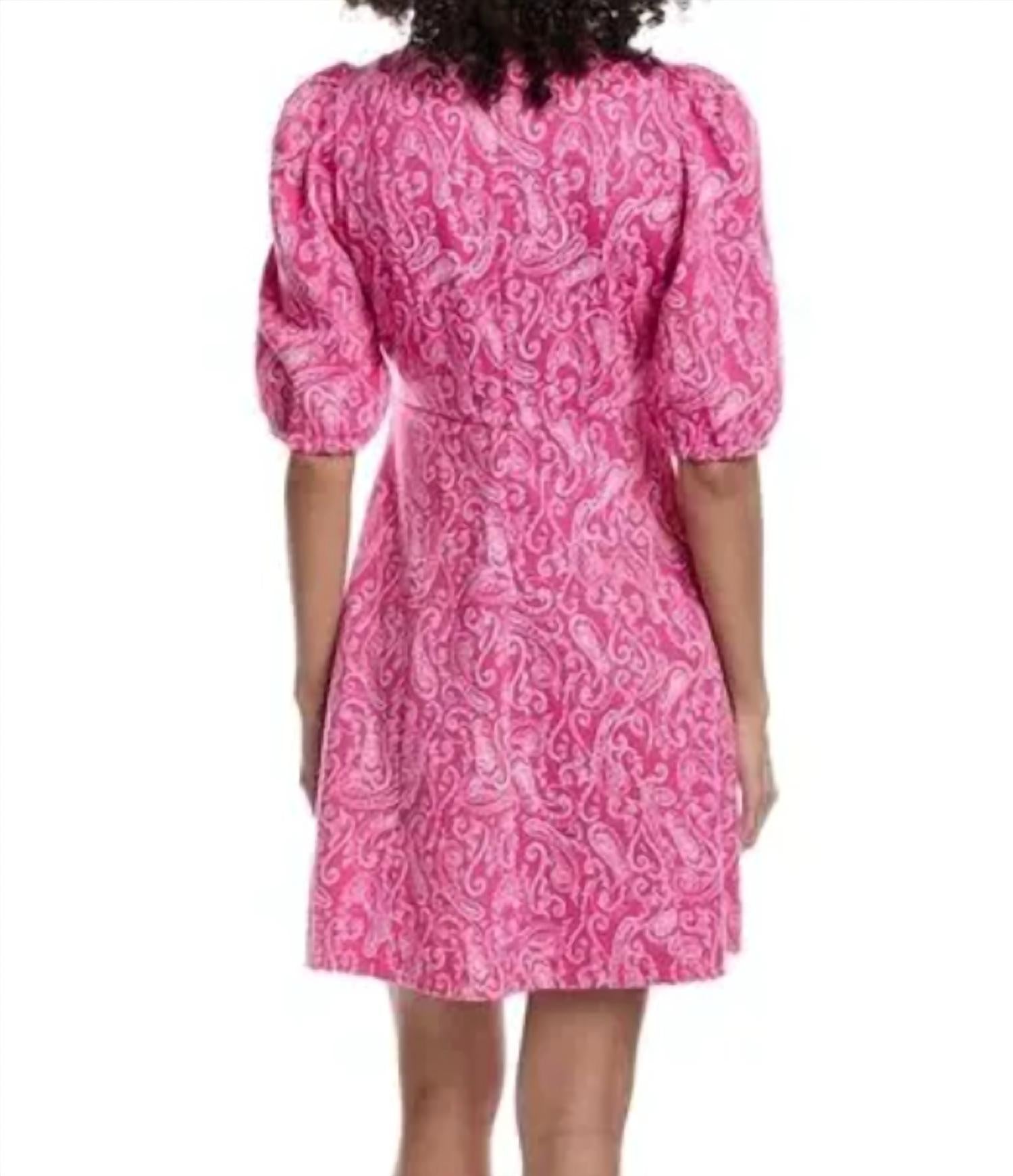 Tyler Boe Fran Jacquard Knit Dress in hot pink paisley - women's dress - alternate view