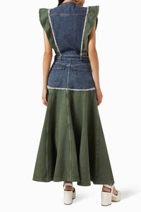 Chloe - Denim Cap Ruffled Sleeve Dress