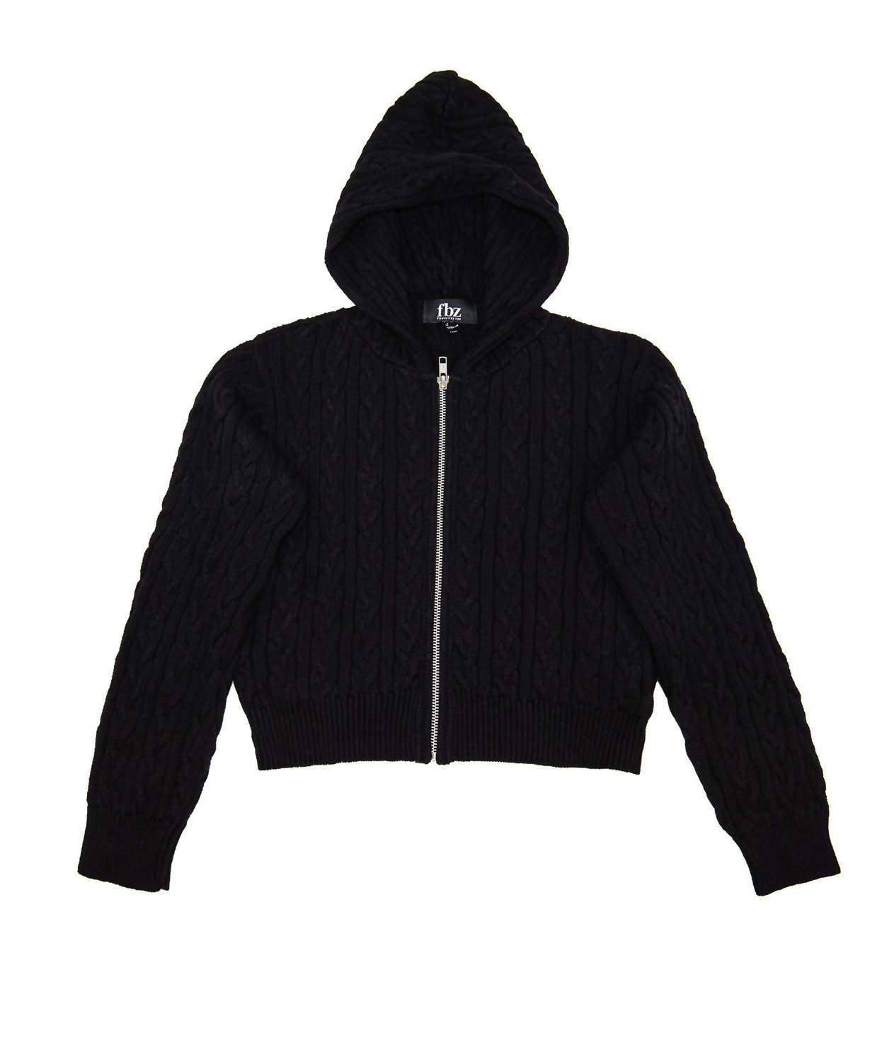 flowers by zoe Girl's Karmen Cable Zip Sweater in black - kids' shirt