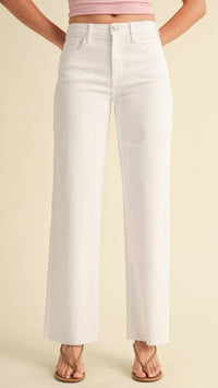 JUST BLACK DENIM Mid Rise Slim Palazzo Jean in optic white - women's jeans