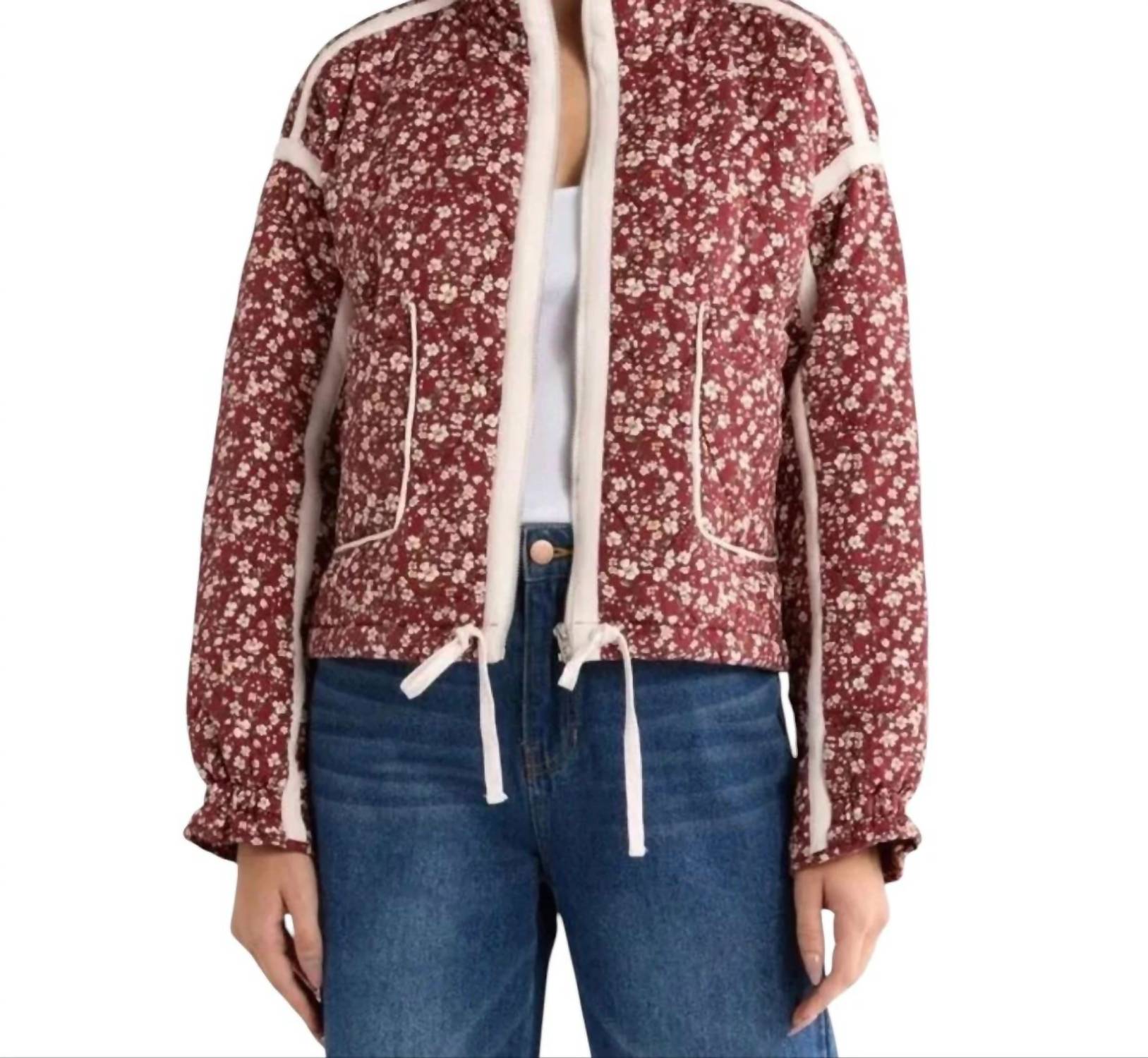 Blanknyc - Cropped Quilted Floral Jacket