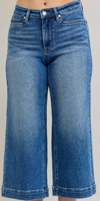Judy Blue - Mid Rise Crop Wide Leg Jeans