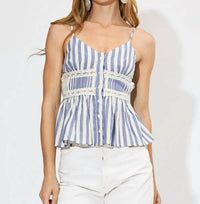 Adelyn Rae - Eliza Striped Pleated Peplum Cami