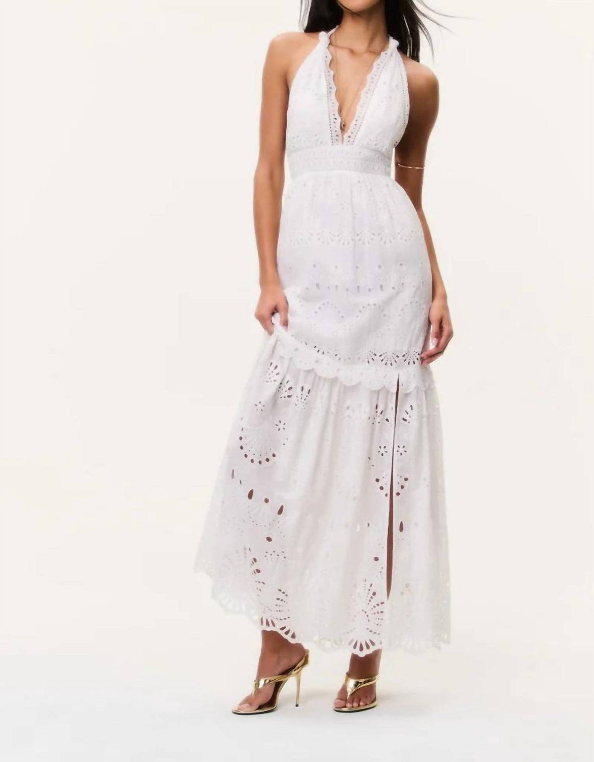Loveshackfancy - Trix Eyelet Halter Maxi Dress