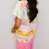 Queen Of Sparkles - Colorblock Stripe Shell Tee