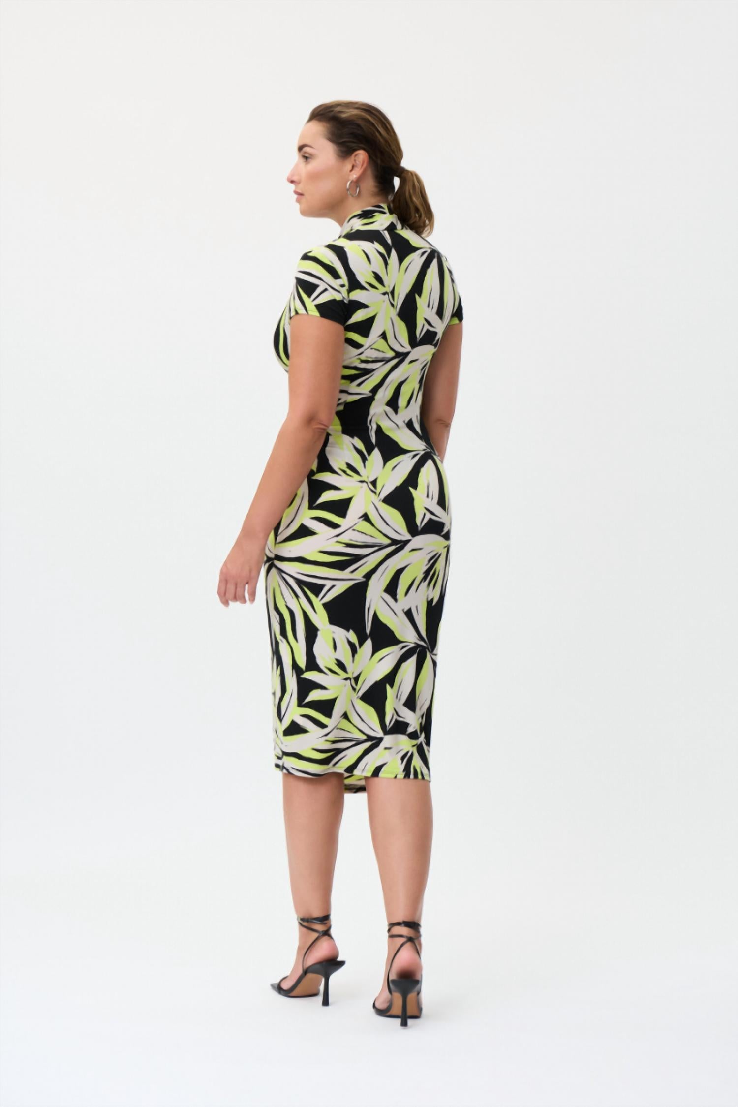 Leaf Print Wrap Style Dress