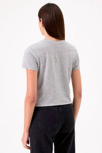GOLDIE Cropped Boy Tee in gray heather - women's t-shirt - detail view