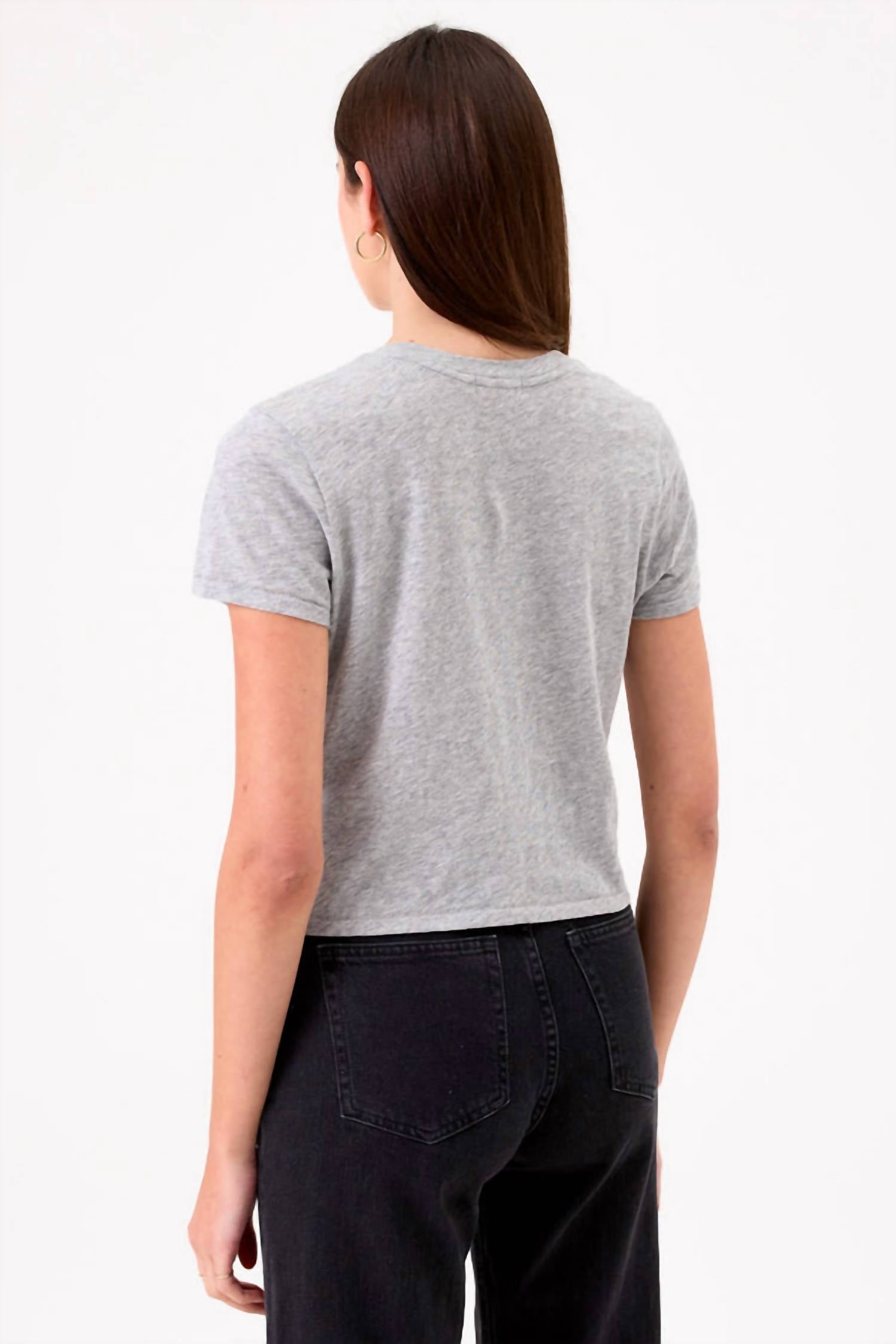 GOLDIE Cropped Boy Tee in gray heather - women's t-shirt - detail view