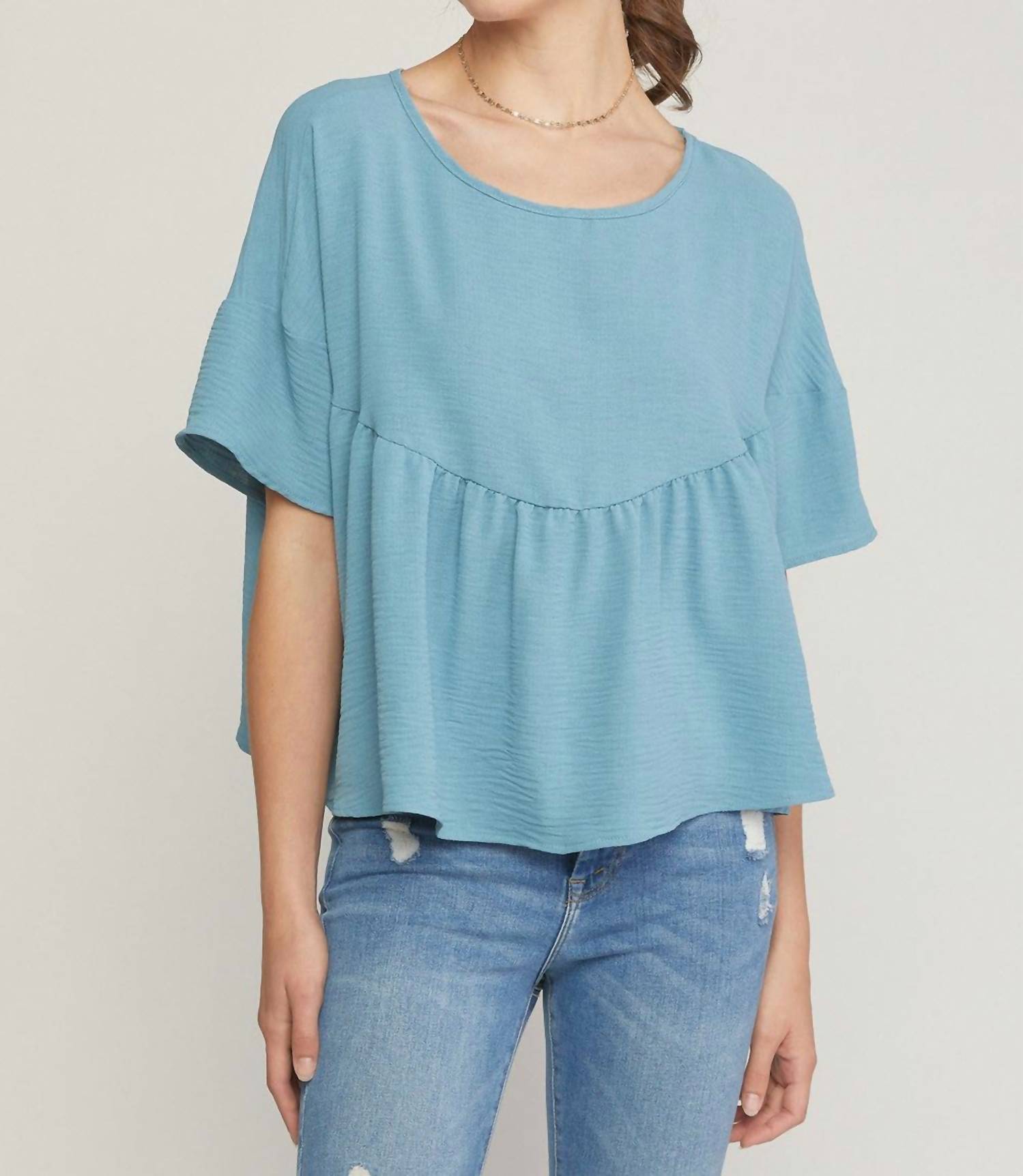 Entro - Round Neck Babydoll Top