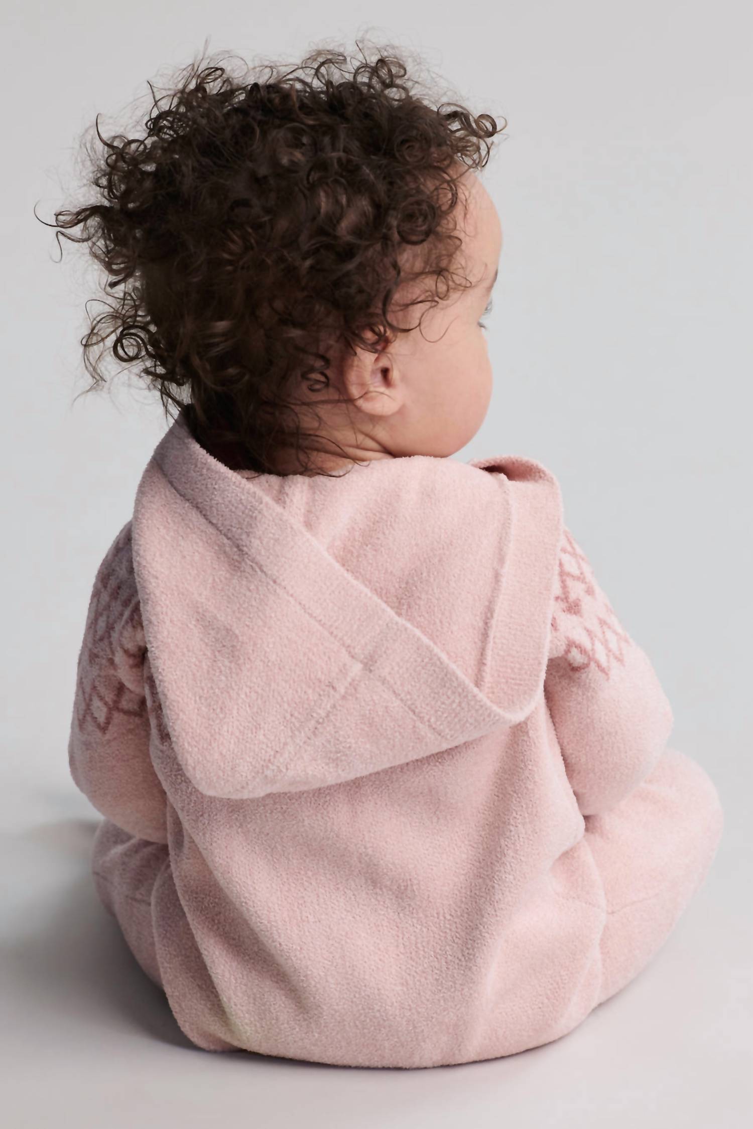 BAREFOOT DREAMS Cozychic Ultra Lite Baby Fair Isle Onesie in dusty rose - kids' item - detail view