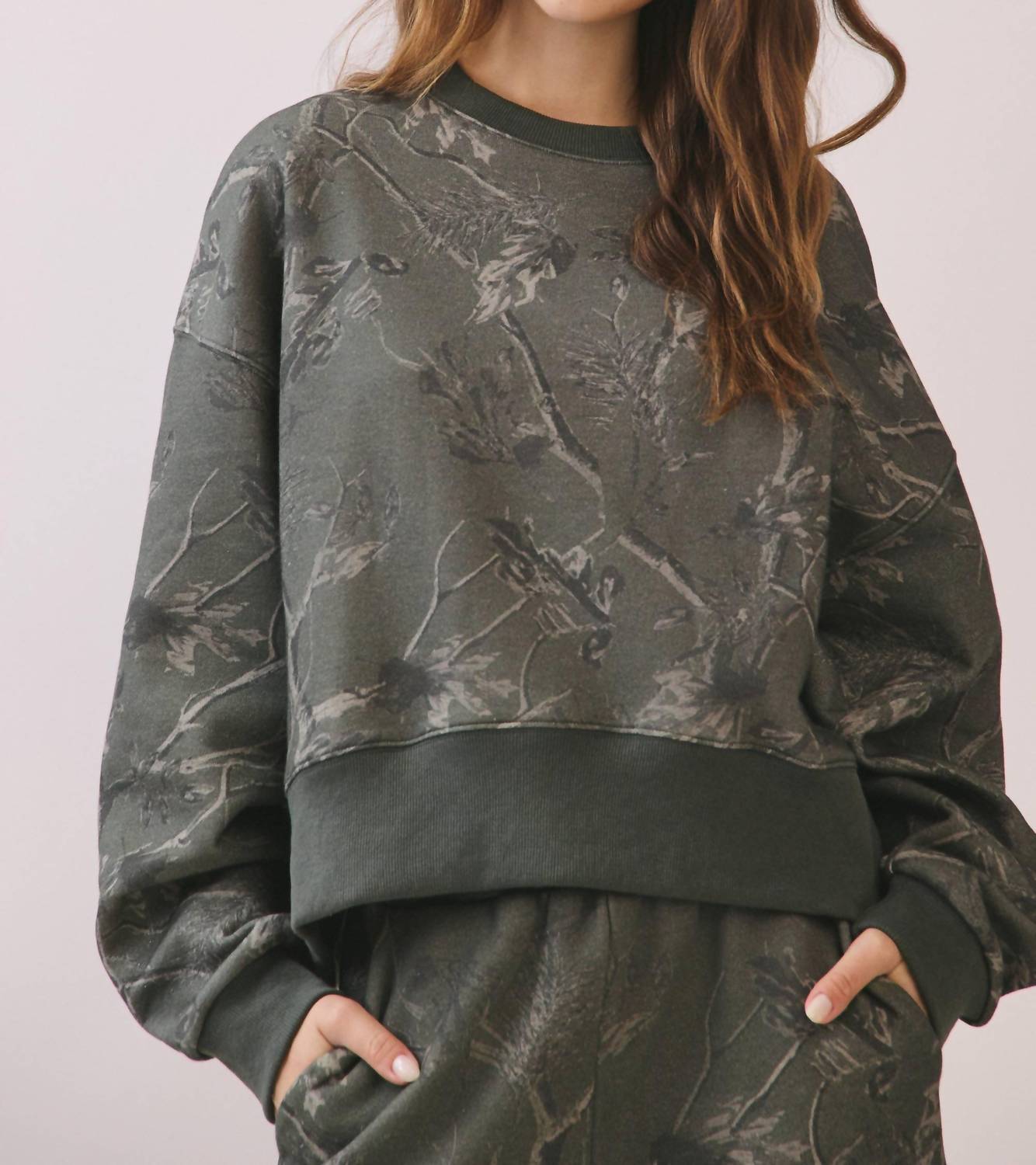 Tcec - Camouflage Print Dropped Shoulders Sweatshirt