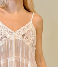 POL V-neck Sleveless Lace Patch Top in off white - women's tank top - alternate view