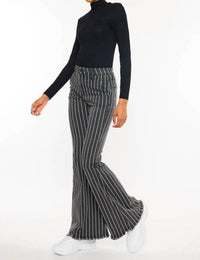 Kancan - Stripe Pants With Frayed Hem
