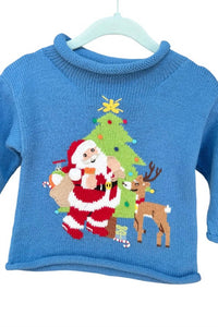 Claver by Acvisa Boys Roll Neck Sweater in christmas scene - kids' sweater - detail view