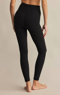 Z Supply Solstice 7/8 Legging in black sands heather - women's pants - detail view
