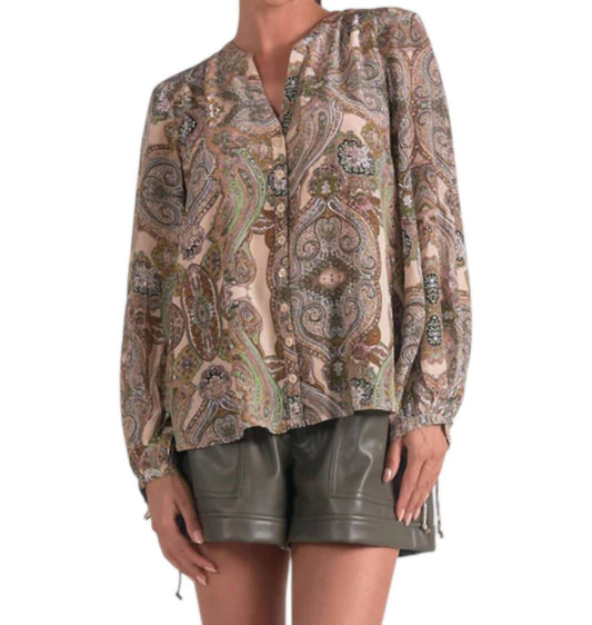 Elan - Paisley Button Blouse