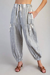 Ee:Some - Soft Washed Striped Jogger Pants