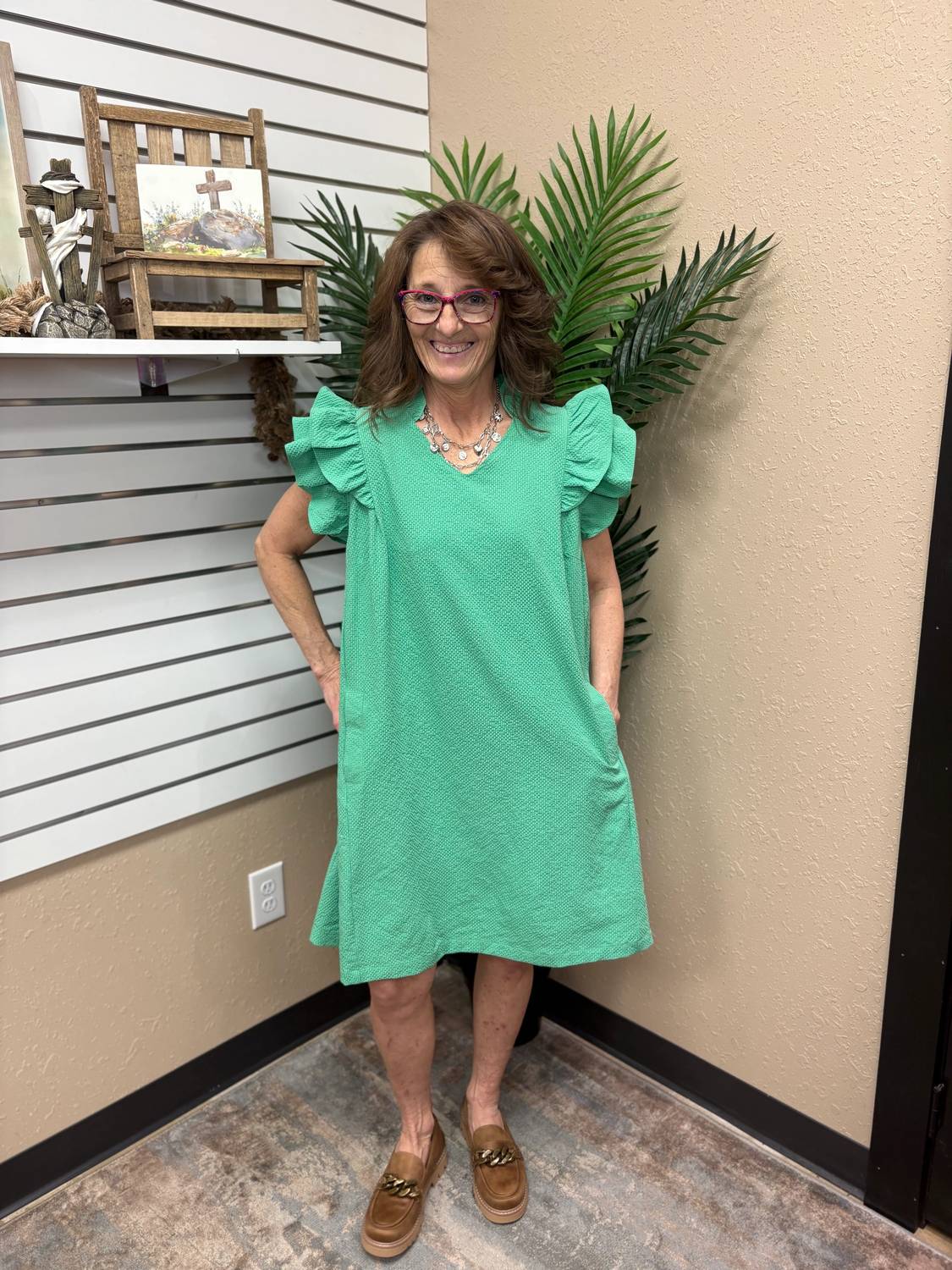 Umgee - Seersucker Ruffle Shift Dress
