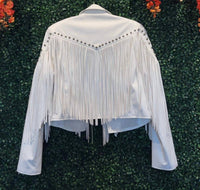 Saints & Hearts - Fringe Faux Leather Stud Detail Jacket