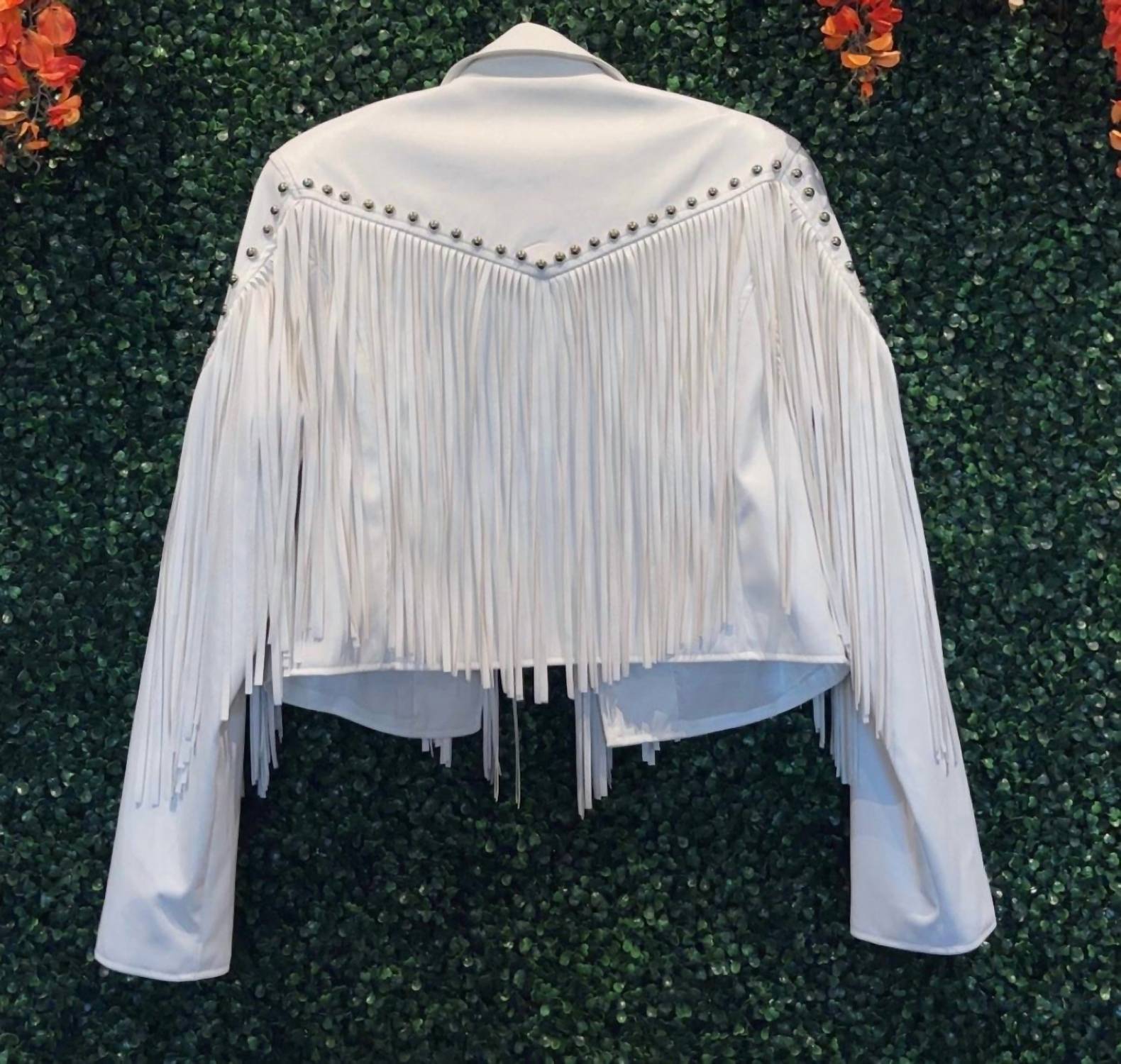 Saints & Hearts - Fringe Faux Leather Stud Detail Jacket