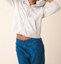 PRAIRIE UNDERGROUND Simple Life Hoodie in oyster organic - women's top - detail view