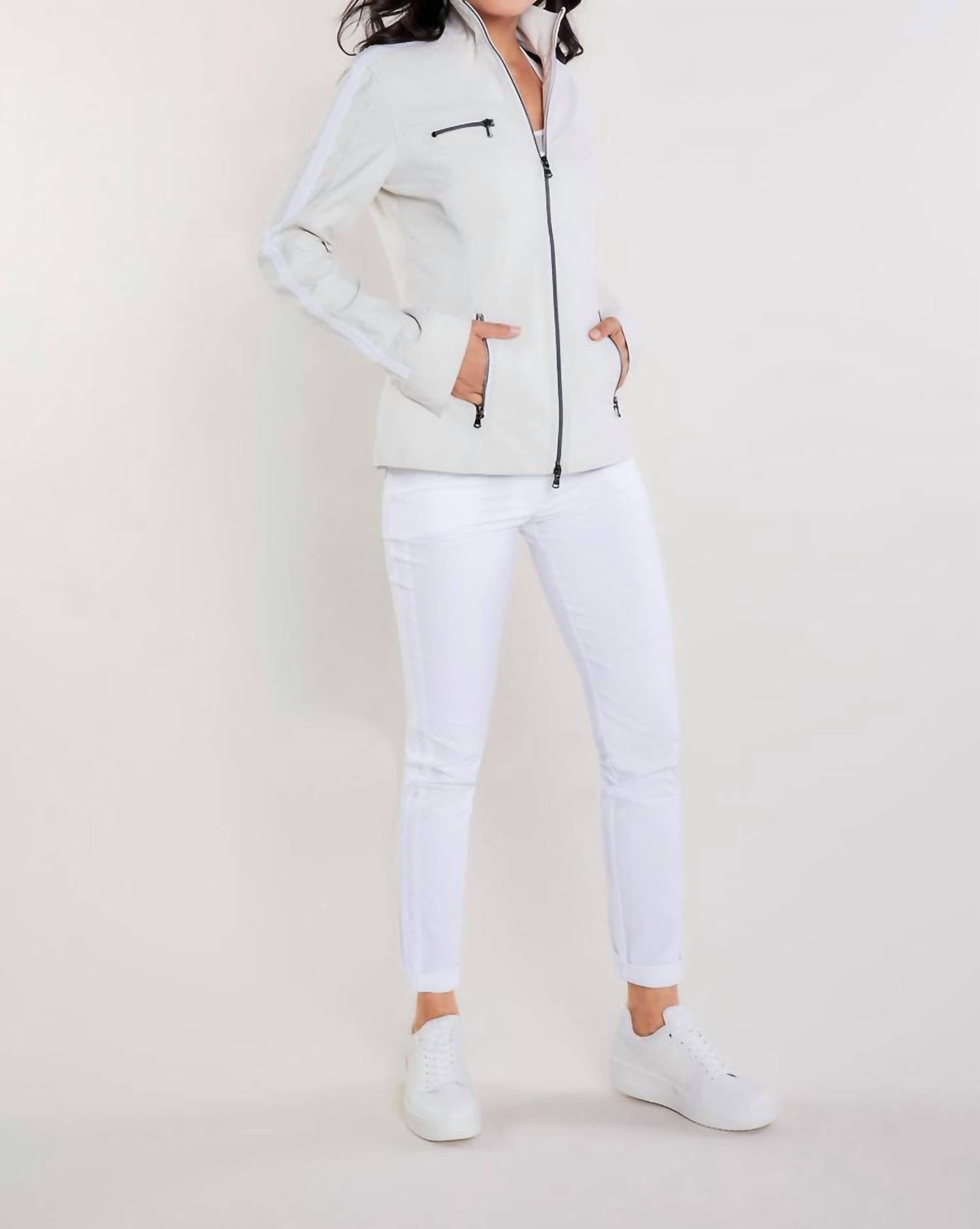 Anatomie Justine Saira Zip-Up Jacket in stone white - women's jacket - detail view