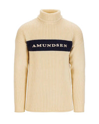 AMUNDSEN Men's Ski Turtleneck Top in cream navy - men's sweater - alternate view