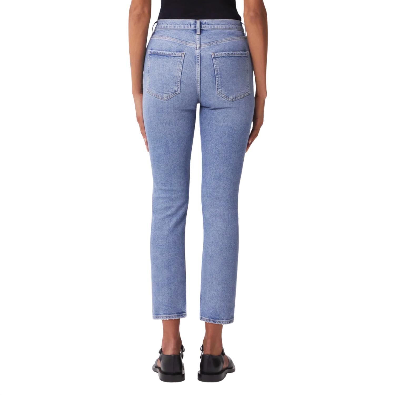 AGOLDE Women's Riley High Rise Straight Jean in whiplash - women's jeans - detail view